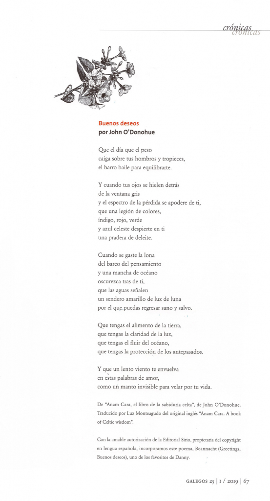 ‘Gallegos’ incluye un poema de John O’Donohue