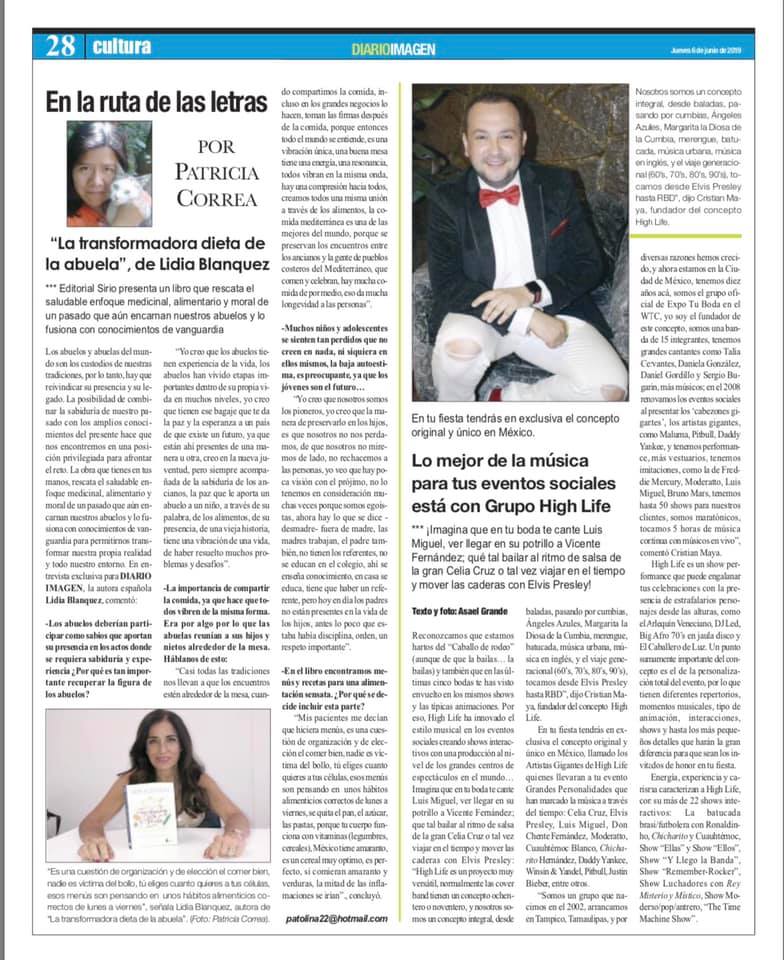 El diario mexicano Imagen entrevista a Lidia Blánquez