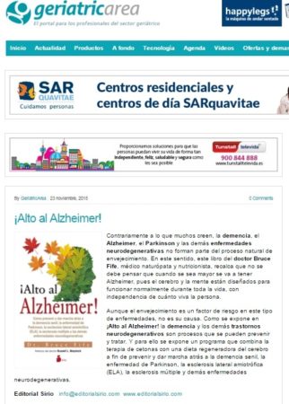 Geriatricarea recomienda ‘Alto al Alzheimer’